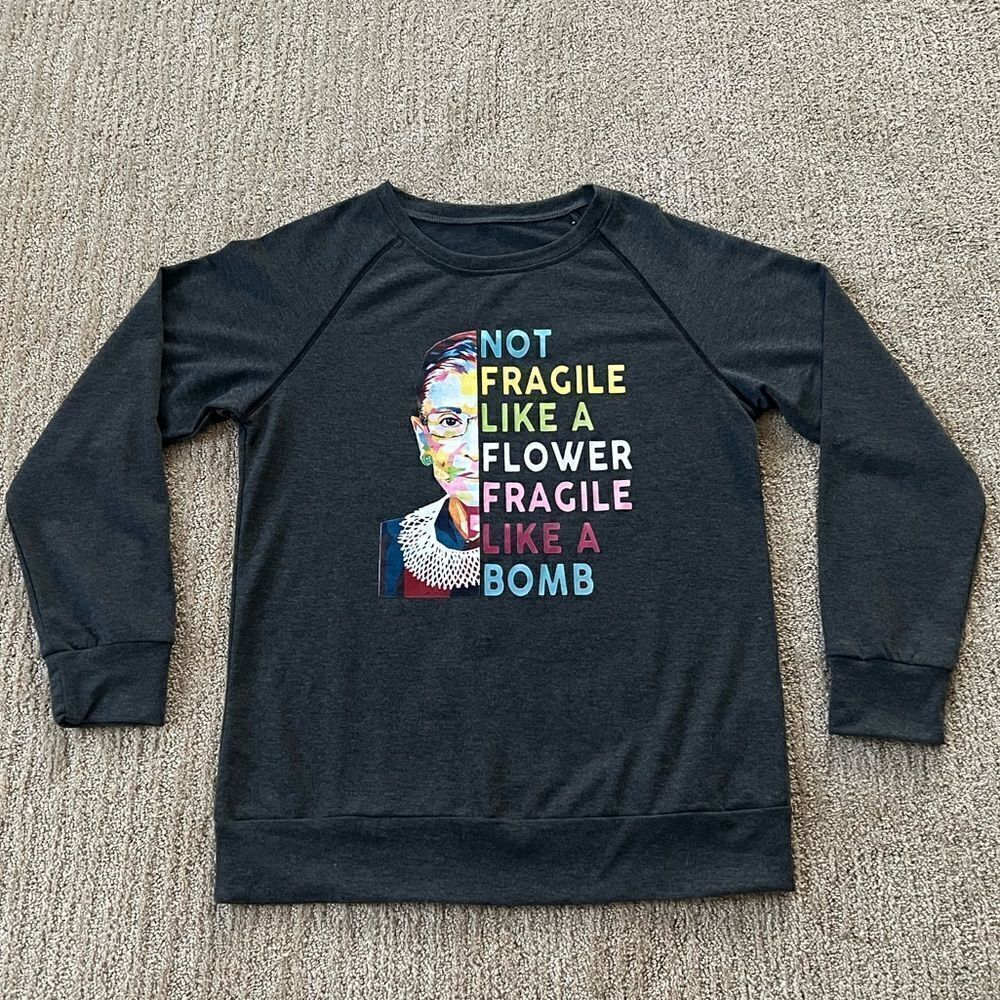 Ruth Bader Ginsburg Grey Motivational Crewneck Sweatshirt